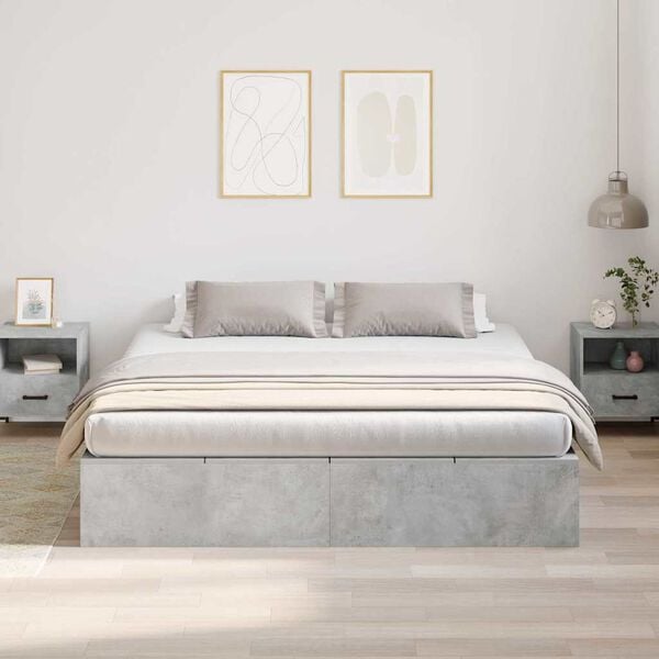 vidaXL Storage Bed Frame Concrete Grey 180 x 200 cm Engineered Wood