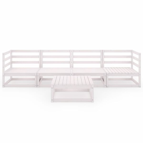 vidaXL 5 Piece Garden Lounge Set White Solid Wood Pine