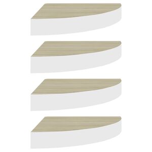 vidaXL Wall Corner Shelves 4 pcs Oak and White 25x25x3.8 cm MDF