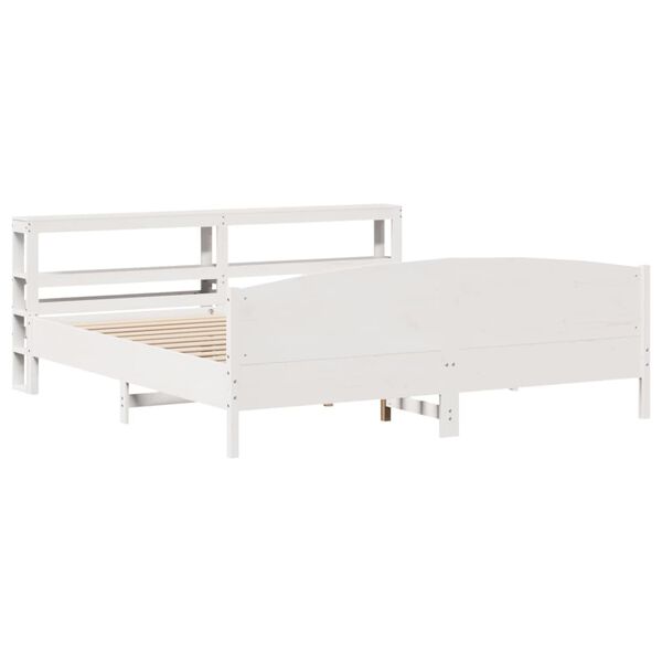 vidaXL Bed Frame without Mattress White 180x200 cm Super King Solid Wood Pine