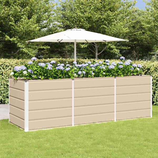 vidaXL Planter Ivory 240 x 80 x 75 cm Steel