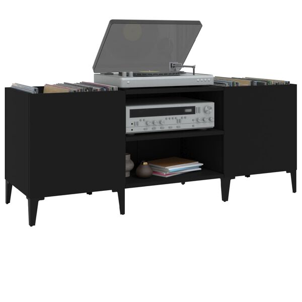 vidaXL Record Cabinet Black 121x38x48 cm Engineered Wood