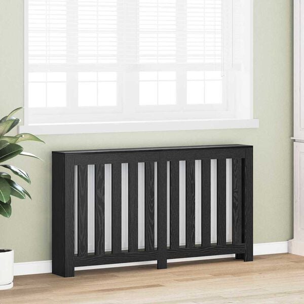 vidaXL Radiator Cover Black Oak 149 x 20 x 82 cm Engineered Wood