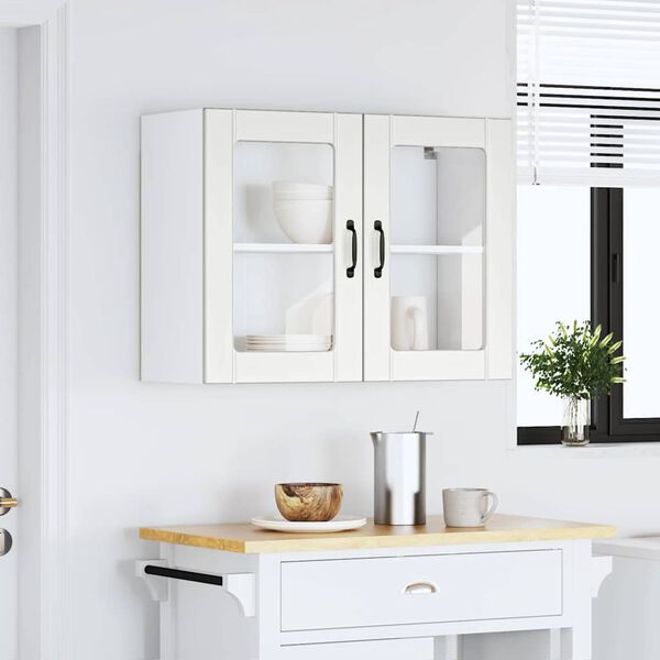 vidaXL Kitchen Wall Cabinet with Glass Door Lucca White Engineered Wood