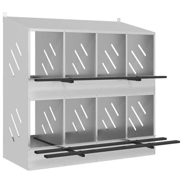 vidaXL Chicken Nesting Box with 8 Compartments Galvanized Silver Metal