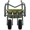 vidaXL Fishing Trolley Green with 2 Wheels Powder-coated Steel
