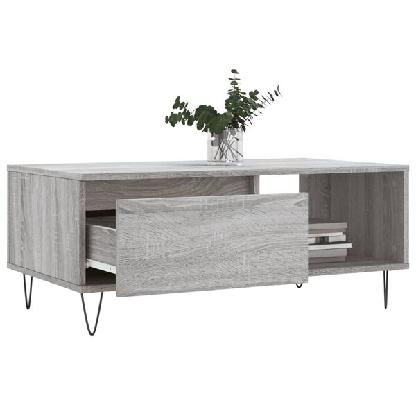 vidaXL Coffee Table Grey Sonoma 90x50x36.5 cm Engineered Wood