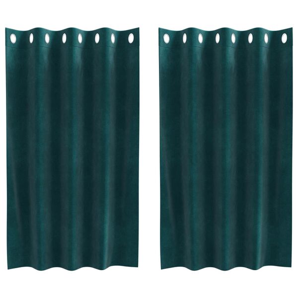 vidaXL Blackout Curtains 2 pcs Dark Green 140 x 140 cm Velvet