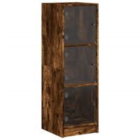 vidaXL Highboard with Glass Doors Smoked Oak 35x37x109 cm