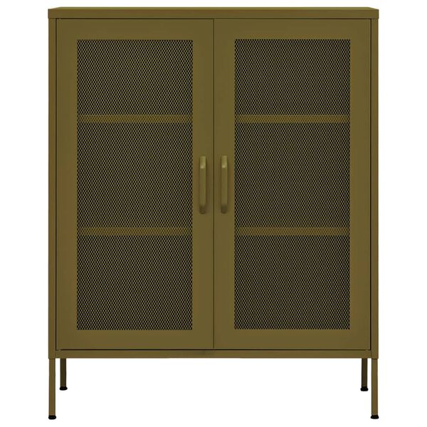 vidaXL Storage Cabinet Olive Green 80x35x101.5 cm Steel