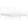 vidaXL Metal Bed Frame without Mattress with Footboard&nbsp;White 140x190cm