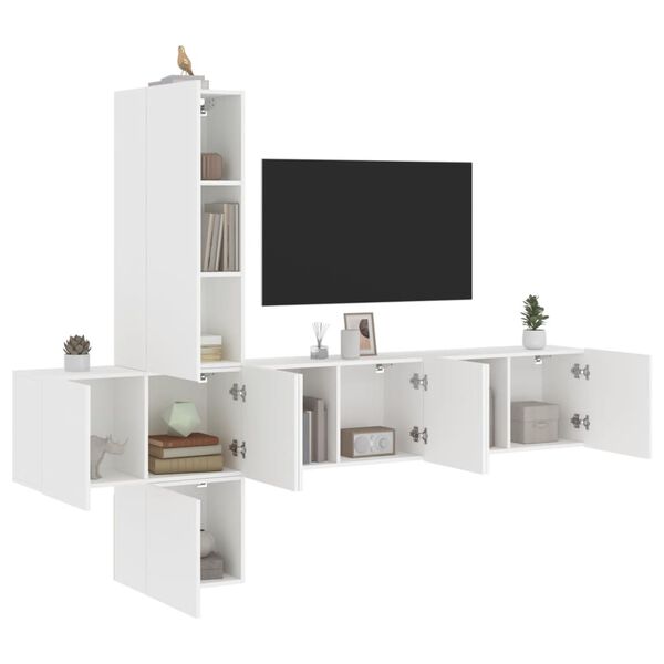 vidaXL 5 Piece TV Wall Units White Engineered Wood