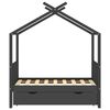 vidaXL Kids Bed Frame with a Drawer Dark Grey Solid Pine Wood 70x140cm