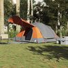 vidaXL Family Tent Tunnel 8-Person Grey and Orange Waterproof