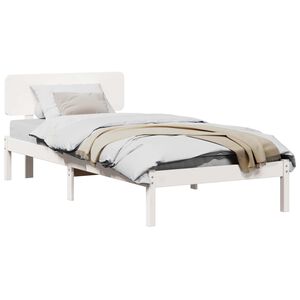 vidaXL Bed Frame with Headboard White 90 x 190 cm Solid Pine Wood