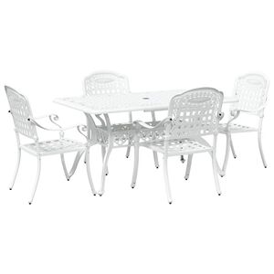 vidaXL Garden Dining Set 5 pcs White Aluminium