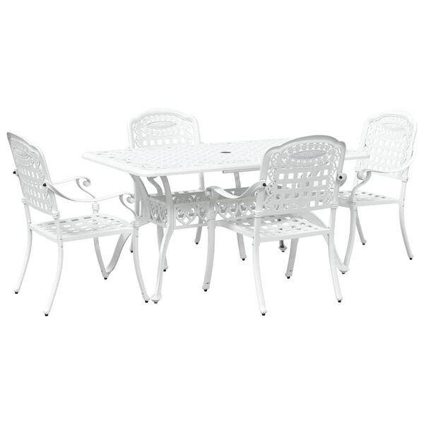vidaXL Garden Dining Set 5 pcs White Aluminium