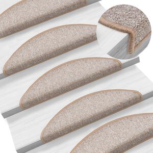 vidaXL Stair mats 15 pcs 56 x 17 x 3 cm Non-Slip Light Brown