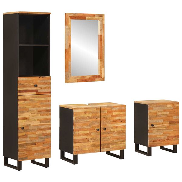 vidaXL Bathroom Sets with Drawer with Shelf Natural Solid Mango Wood