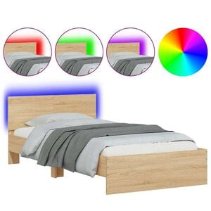 vidaXL Bed Frame without Mattress with LED Lights Sonoma Oak 100x200 cm