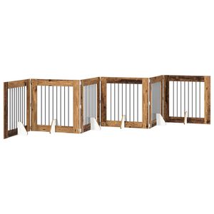 vidaXL Foldable Dog Gate with Stands 6 pcs Old Wood 482 cm
