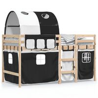 vidaXL Kids' Loft Bed with Tunnel White&Black 90x190 cm Solid Wood Pine