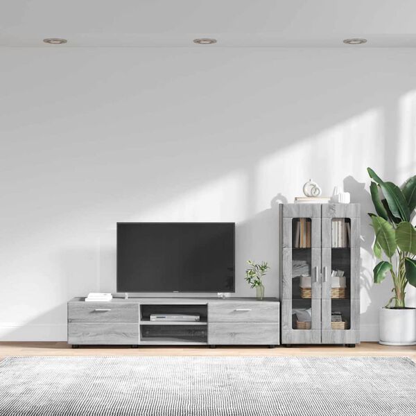 vidaXL TV Cabinet Set with Drawer Grey Sonoma Engineered Wood
