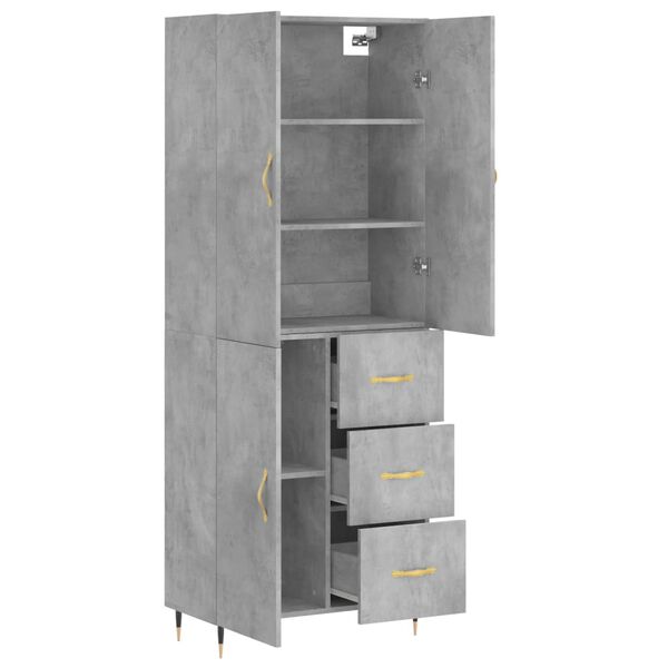 vidaXL Highboard Concrete Grey 69.5x34x180 cm Engineered Wood