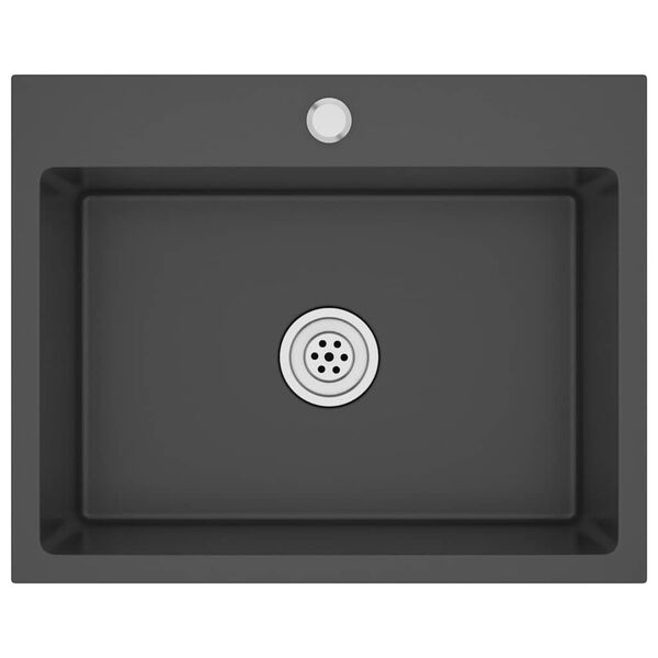 vidaXL Handmade Kitchen Sink Black Stainless Steel