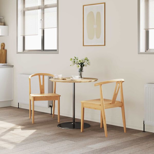 vidaXL Dining Chair 2 pcs Natural Solid Rubber Wood