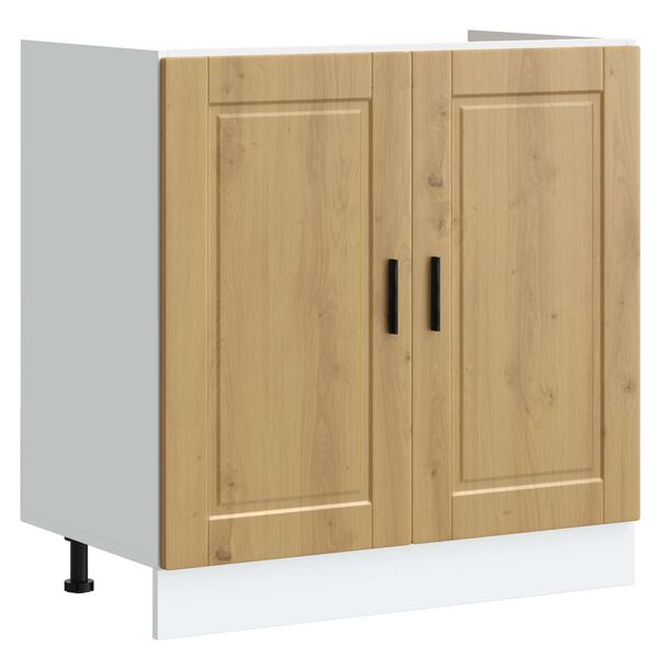 vidaXL Sink Base Cabinet with Door Porto 2 pcs Brown Engineered wood
