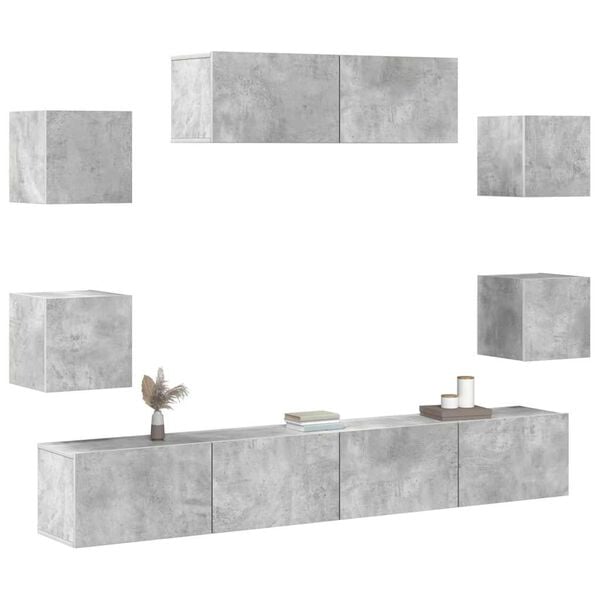 vidaXL 7 Piece TV Cabinet Set Concrete Grey Engineered Wood