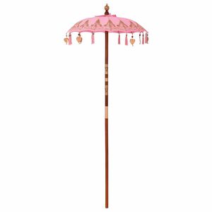 vidaXL Balinese Parasol Pink 95 x 95 x 260 cm Cotton and Wood