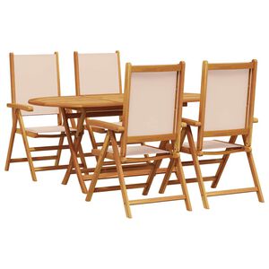 vidaXL Garden Dining Set Folding 5 pcs Beige Solid acacia wood