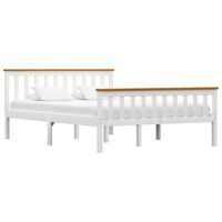 vidaXL Bed Frame White Solid Pinewood 135 x 190 cm