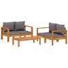 vidaXL 3 Piece Garden Sofa Set with Cushions Solid Wood Acacia