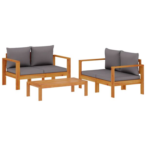 vidaXL 3 Piece Garden Sofa Set with Cushions Solid Wood Acacia