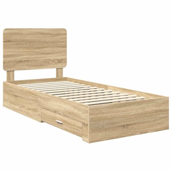 vidaXL Bed Frame with Drawer Sonoma Oak 100 x 200 cm Engineered Wood