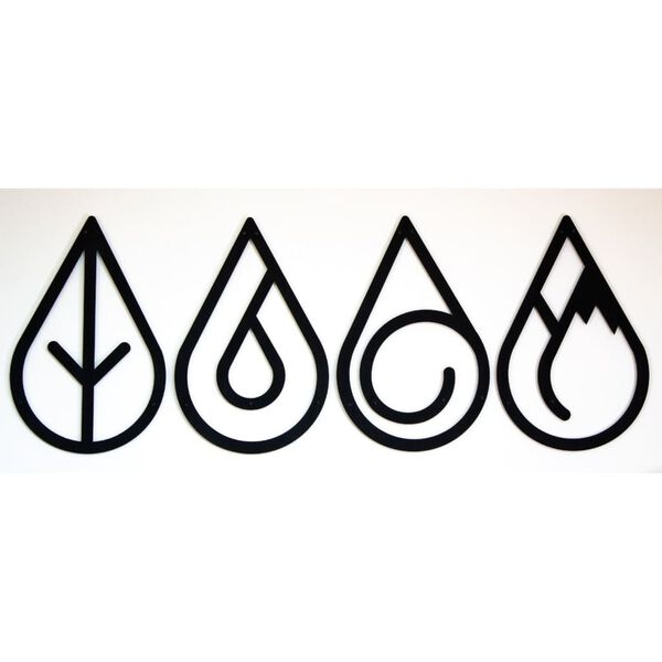 Homemania 4 Piece Wall Decoration Elements 32x50 cm Metal Black