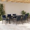 vidaXL Garden Dining Set with Cushion 7 pcs Grey and Black Rattan