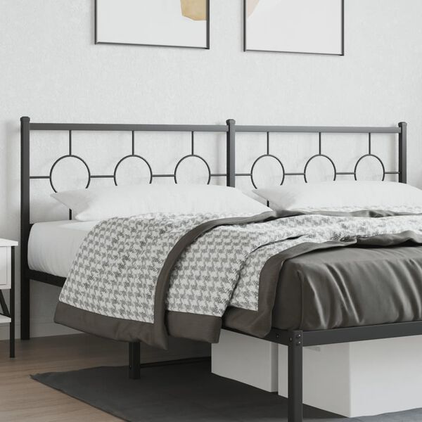 vidaXL Metal Headboard Black 200 cm