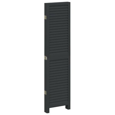 vidaXL Room Divider 5 Panels Black Solid Wood Paulownia