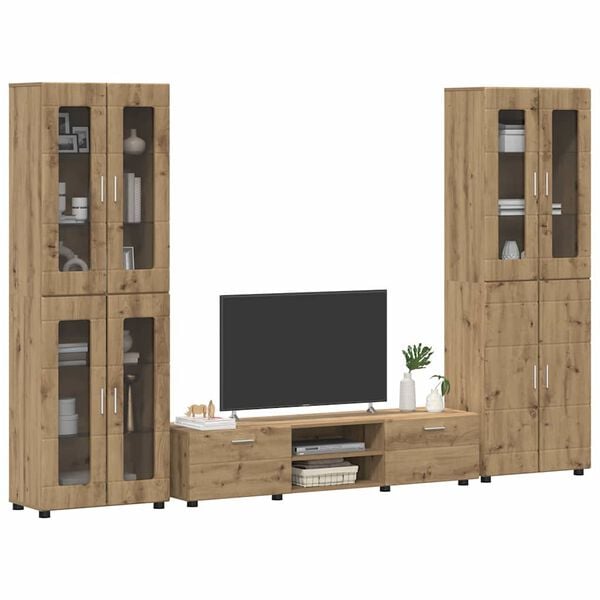 vidaXL TV Cabinet Set with Drawer FLORIN Artisan Oak Engineered Wood