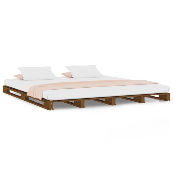 vidaXL Pallet Bed without Mattress Honey Brown 120x200 cm Solid Wood