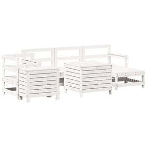 vidaXL 7 Piece Garden Sofa Set White Solid Wood Pine