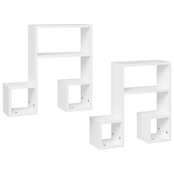 vidaXL Wall Shelf 2 pcs White 50x15x50 cm Engineered Wood