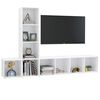 vidaXL 3 Piece TV Cabinet Set High Gloss White Engineered Wood
