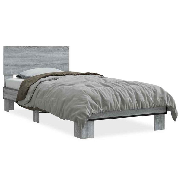vidaXL Bed Frame without Mattress Grey Sonoma 100x200 cm