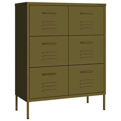 vidaXL Drawer Cabinet Olive Green 80x35x101.5 cm Steel