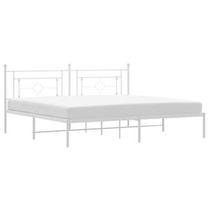 vidaXL Metal Bed Frame without Mattress with Headboard White 193x203cm